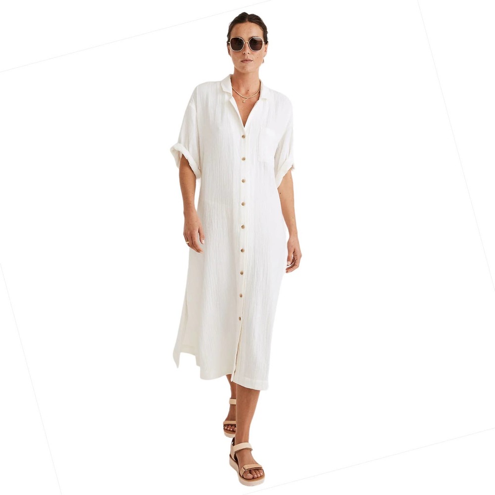 MADEWELL Lightestspun Cover-Up Midi Shirtdress Medium